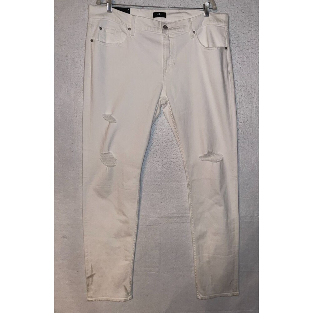 7 For All Mankind Men's The Paxtyn Skinny White Slim Fit Jeans 38 x 33 NWT
